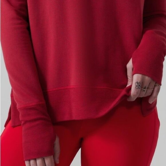 Athleta Coaster Luxe Sweatshirt in Salutation Stripe Matador Red - Picture 5 of 12